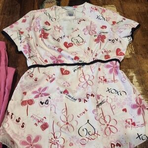 Pink & White Scrub Set